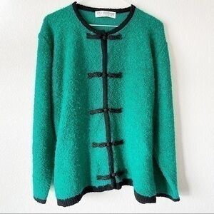 Du Rhône Collection Vintage Kelly Green Professional Cardigan Jacket, L/XL